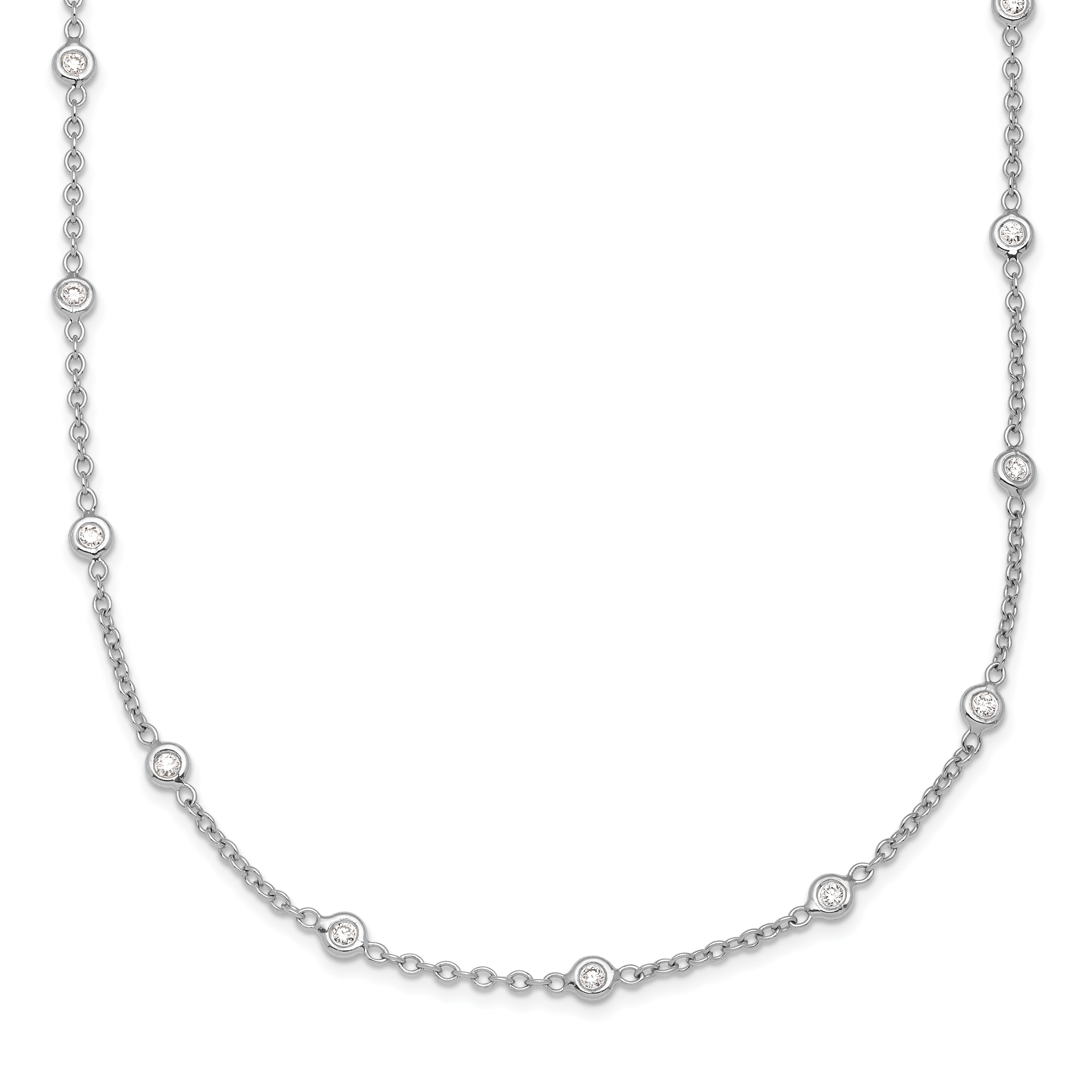 Herco Platinum Polished Bezel Set 34 Lab Grown Diamond Station 20 Inch Necklace