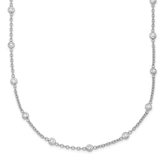 Herco Platinum Polished Bezel Set 34 Lab Grown Diamond Station 20 Inch Necklace