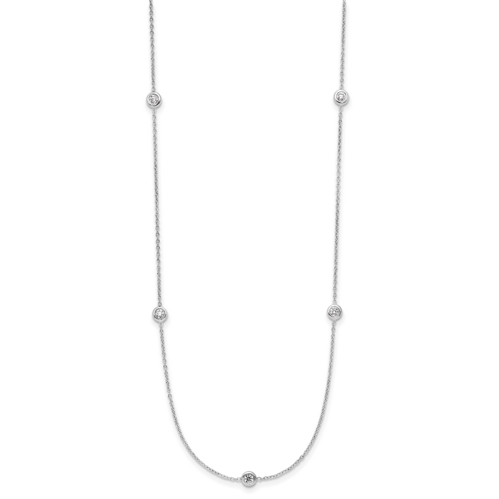 Herco Platinum Polished Bezel Set 7 Lab Grown Diamond Station Necklace