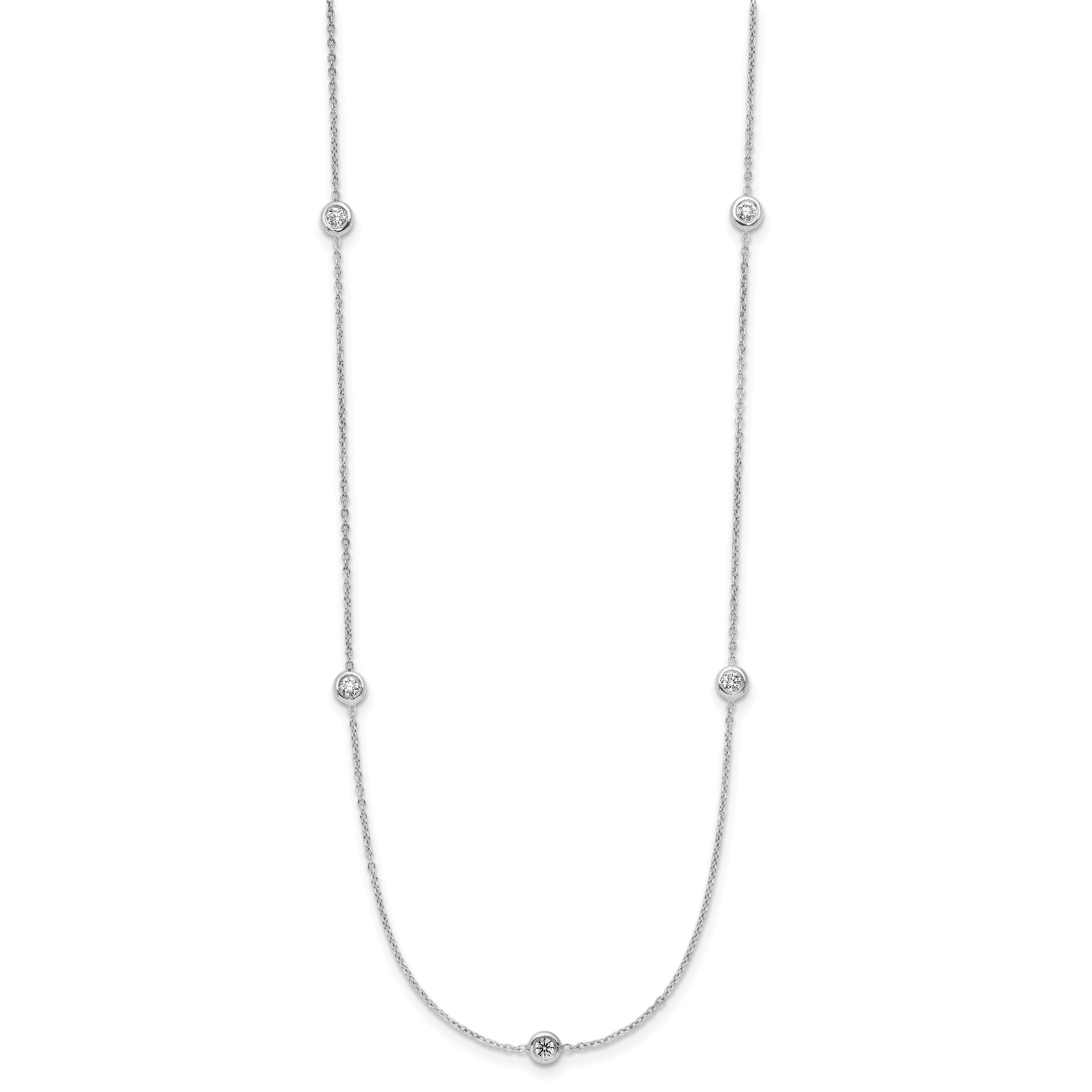 Herco Platinum Polished Bezel Set 7 Lab Grown Diamond Station Necklace