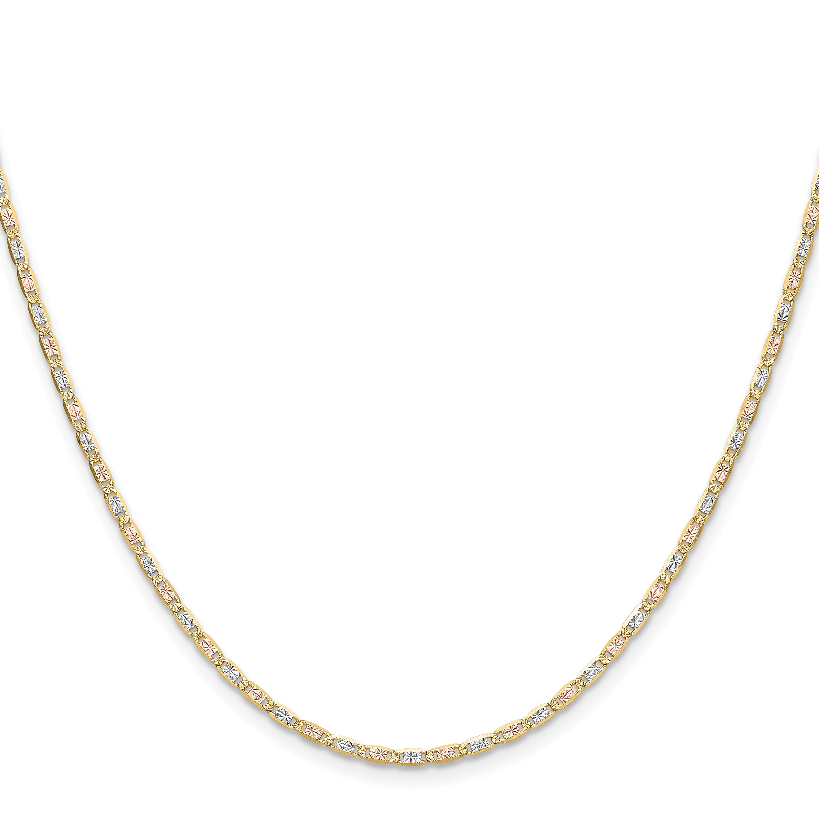 14k 2.0mm Tri-color Gold Pav‚ Valentino Chain