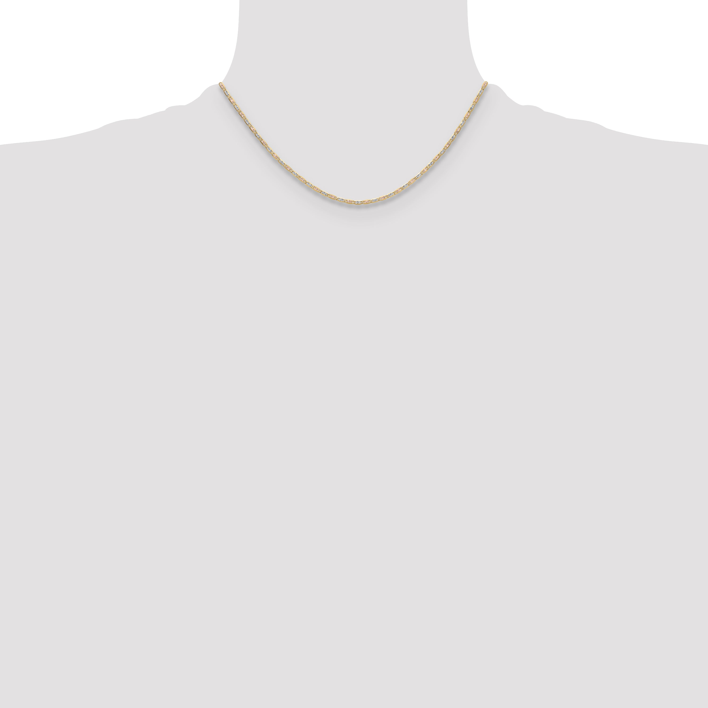 14k 2.0mm Tri-color Gold Pav‚ Valentino Chain