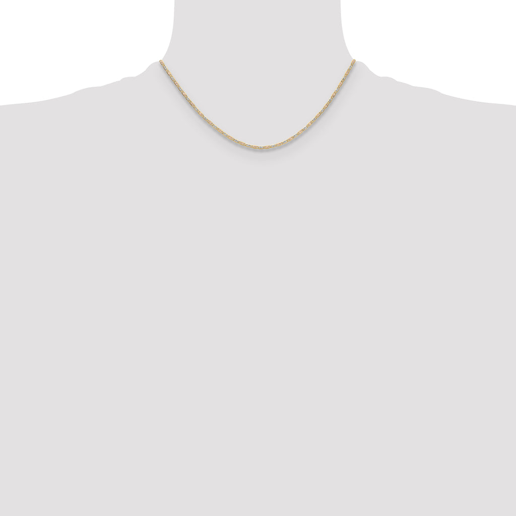 14k 2.0mm Tri-color Gold Pav‚ Valentino Chain