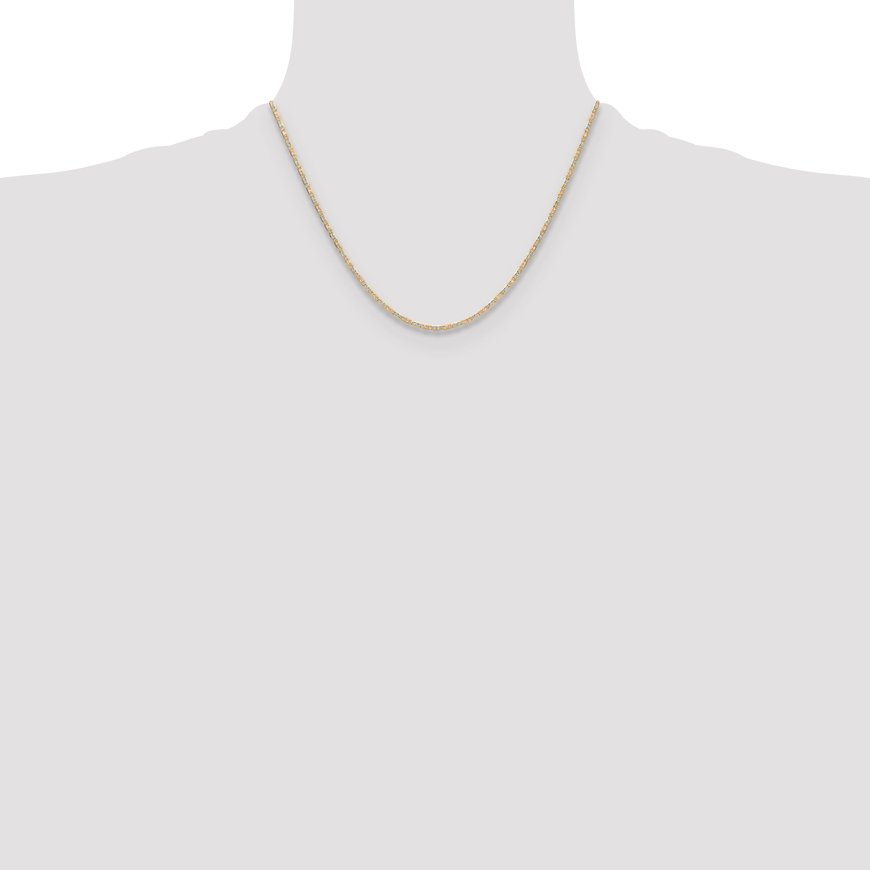 14k 2.0mm Tri-color Gold Pav‚ Valentino Chain