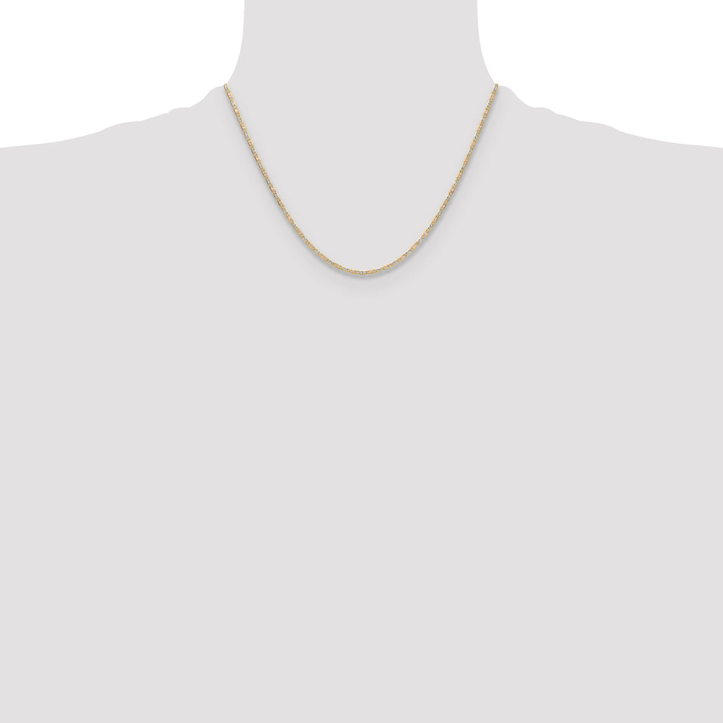 14k 2.0mm Tri-color Gold Pav‚ Valentino Chain