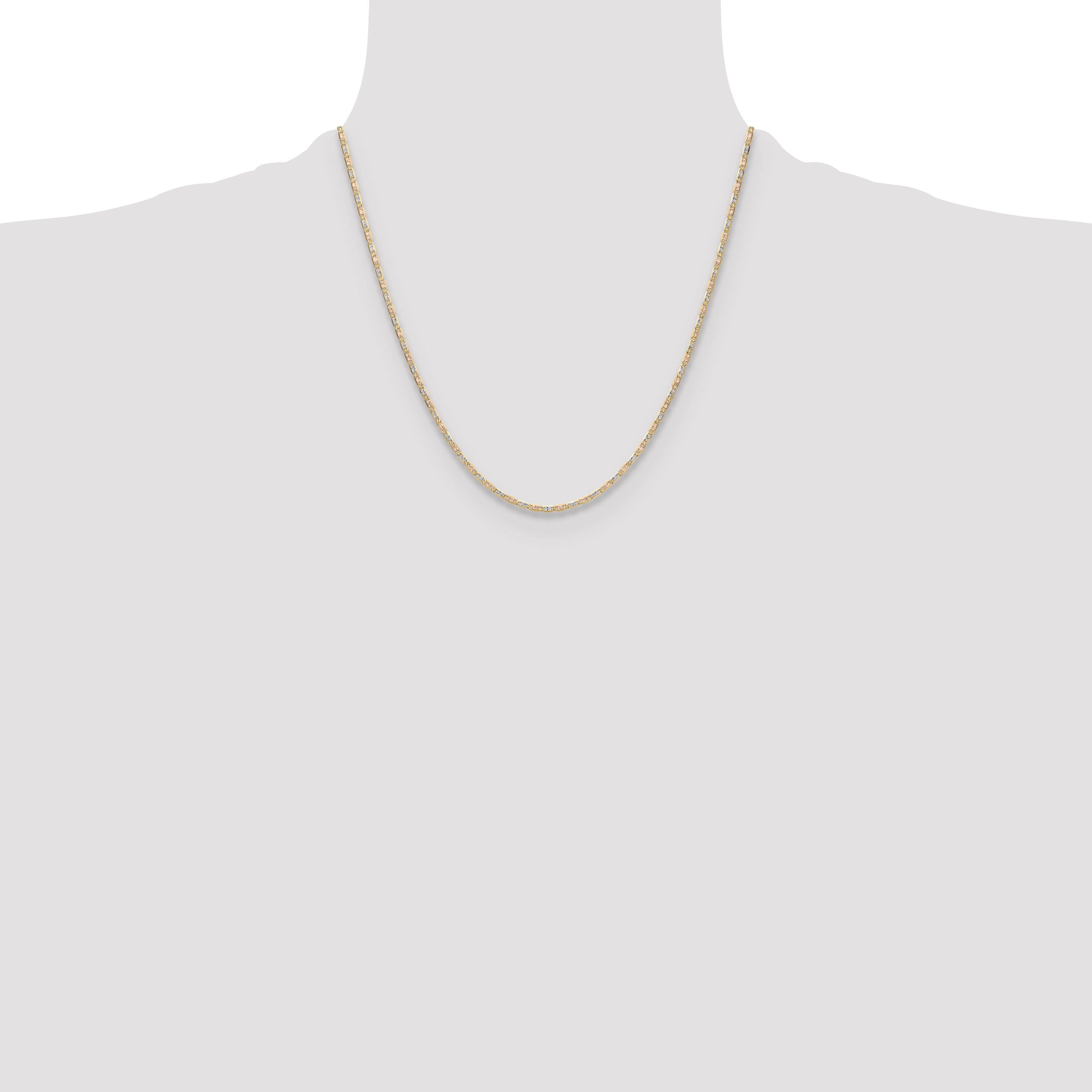 14k 2.0mm Tri-color Gold Pav‚ Valentino Chain
