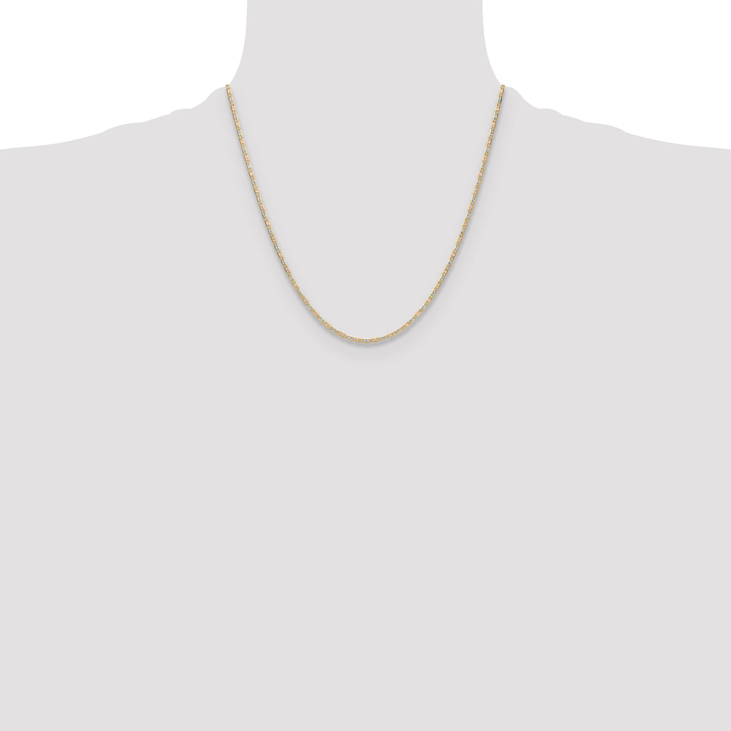 14k 2.0mm Tri-color Gold Pav‚ Valentino Chain