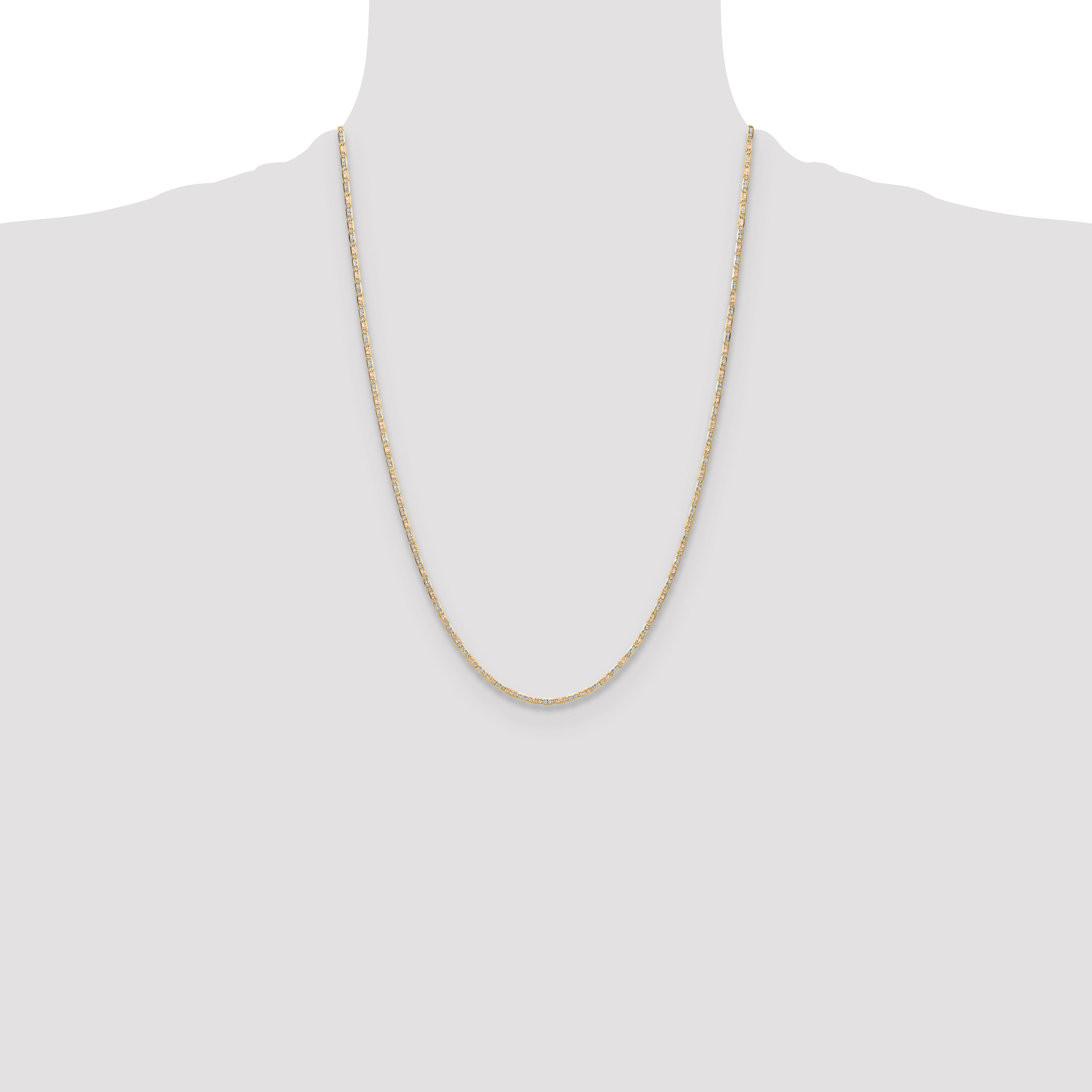 14k 2.0mm Tri-color Gold Pav‚ Valentino Chain