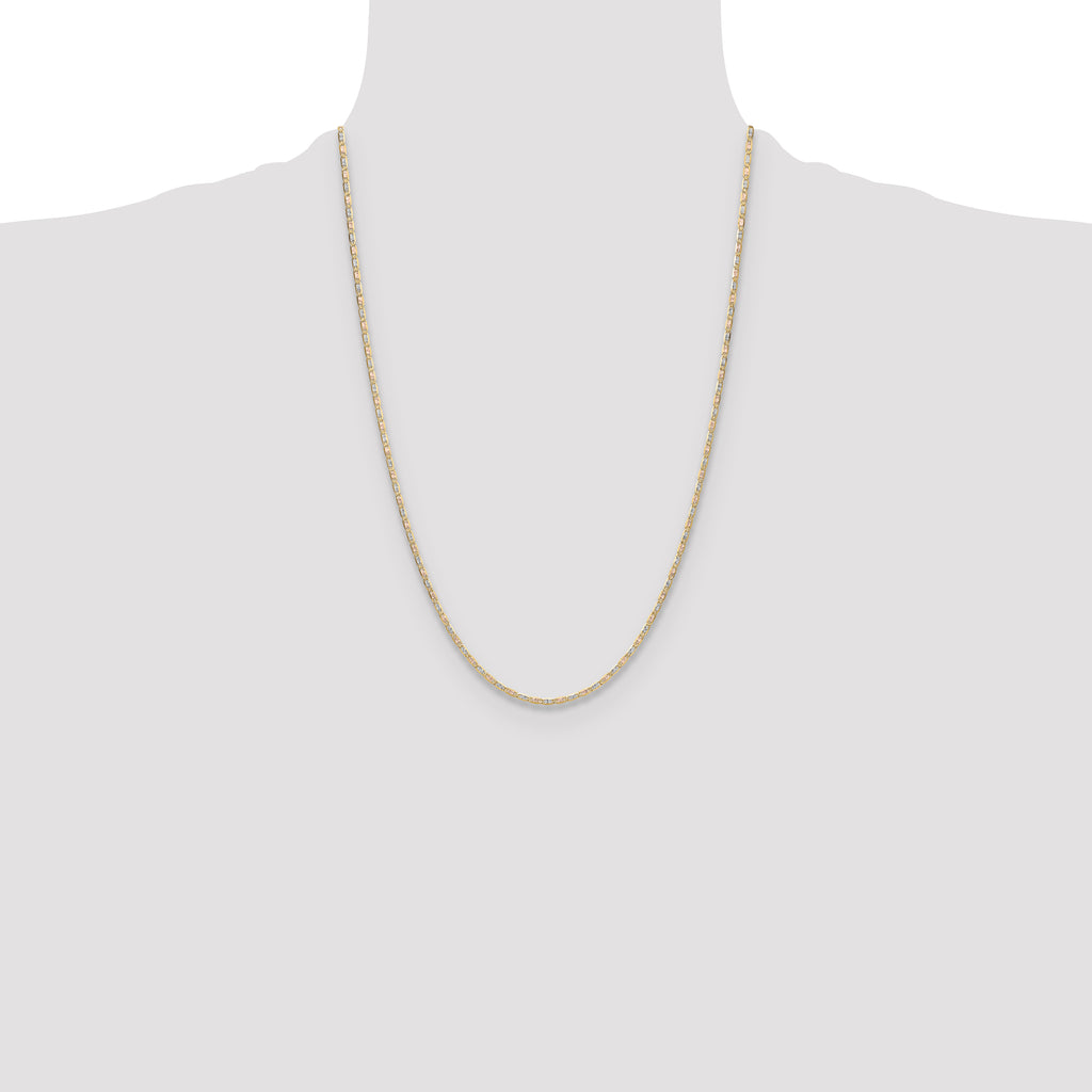 14k 2.0mm Tri-color Gold Pav‚ Valentino Chain