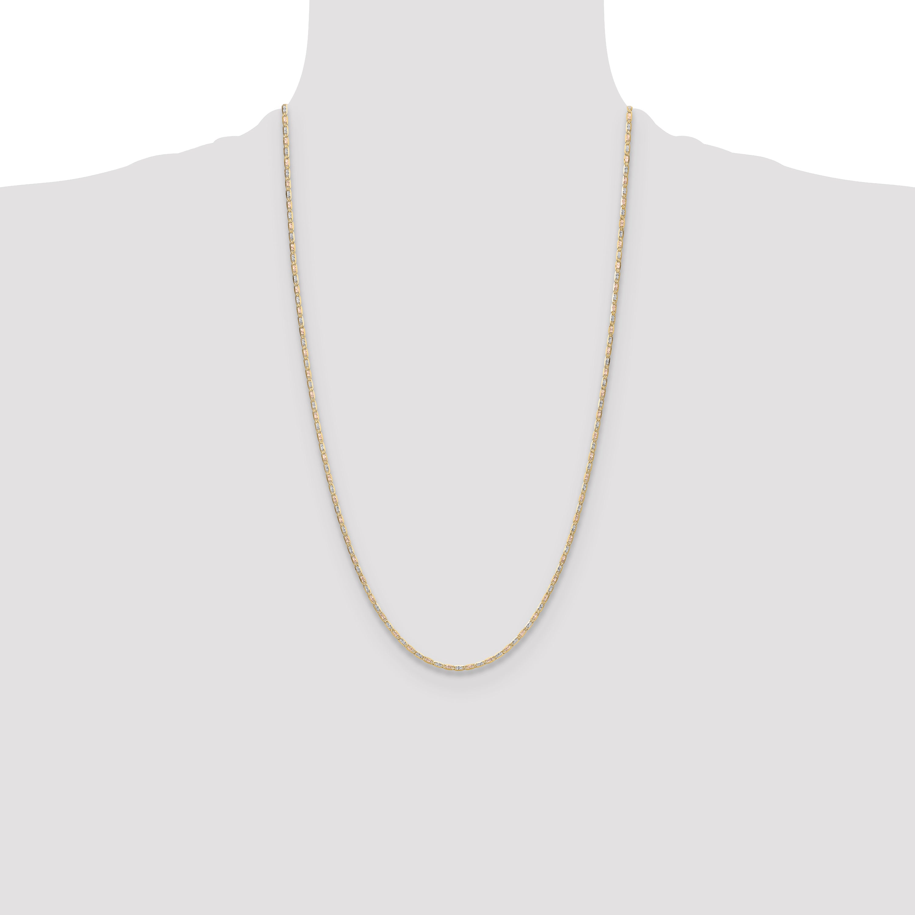14k 2.0mm Tri-color Gold Pav‚ Valentino Chain