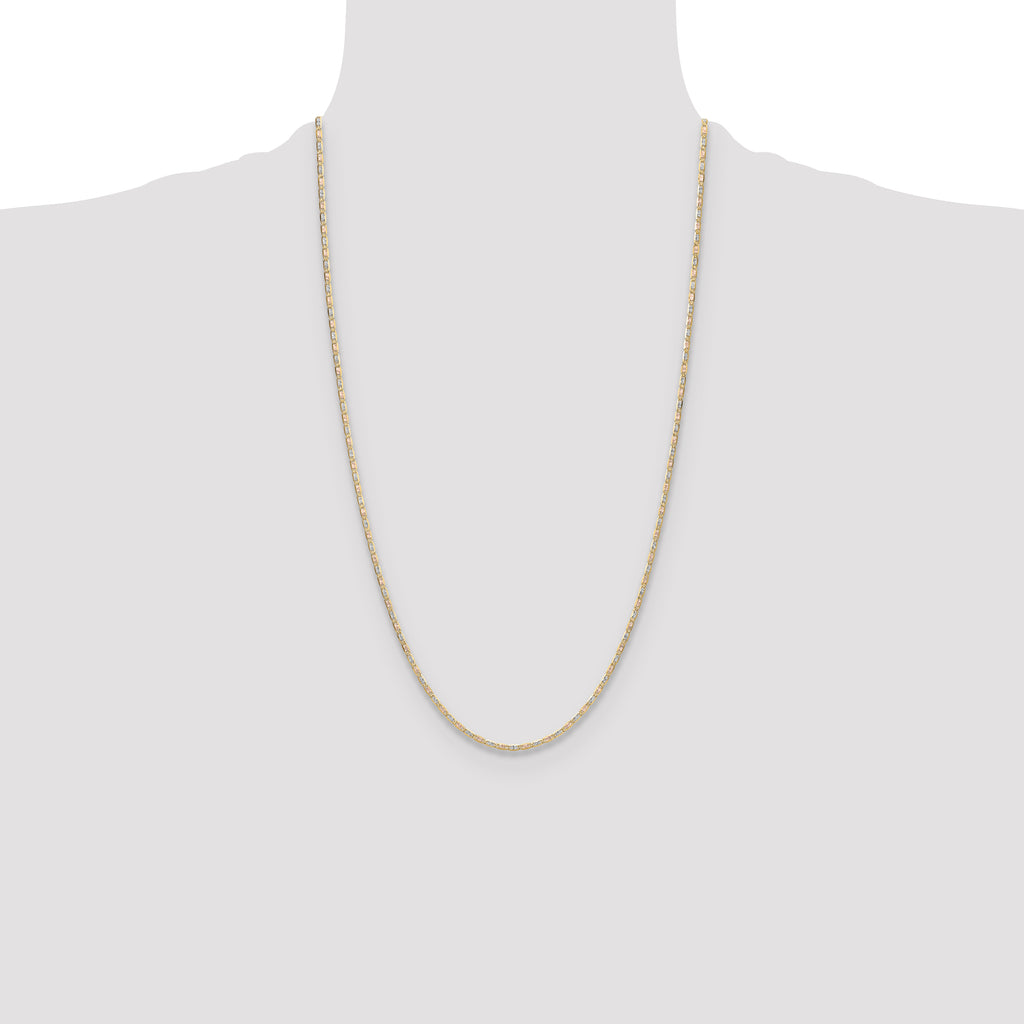 14k 2.0mm Tri-color Gold Pav‚ Valentino Chain