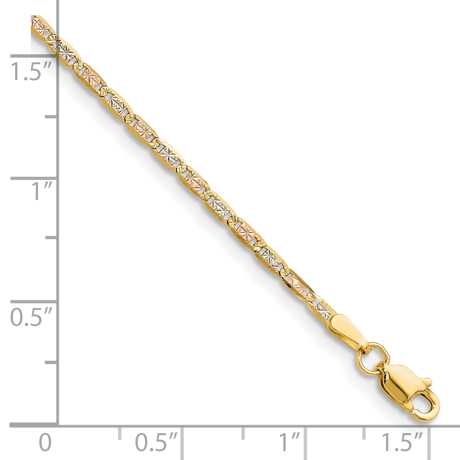 14k 2.0mm Tri-color Gold Pav‚ Valentino Chain