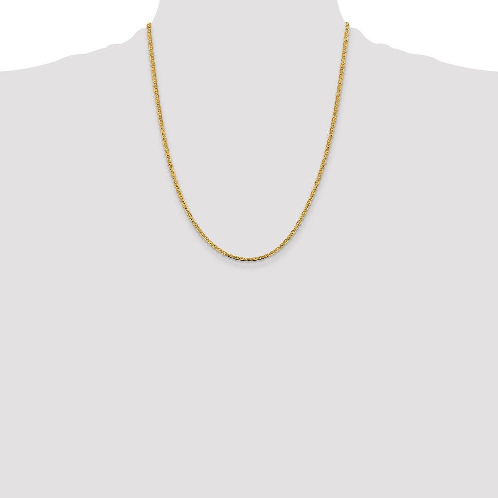 14K 22 inch 2.75mm Tri-color Pav‚ Valentino with Lobster Clasp Chain