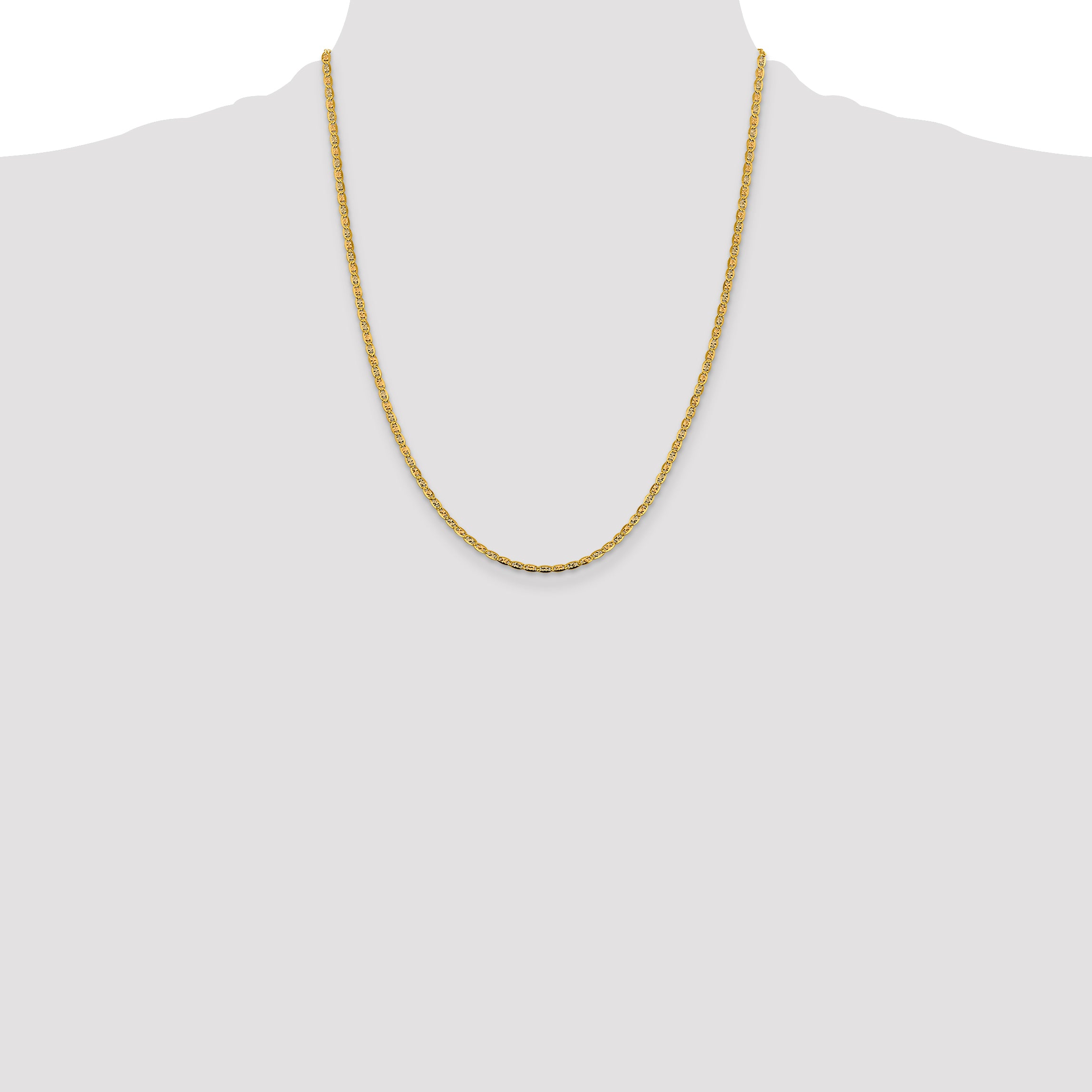 14K 22 inch 2.75mm Tri-color Pav‚ Valentino with Lobster Clasp Chain