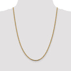 14K 24 inch 2.75mm Tri-color Pav‚ Valentino with Lobster Clasp Chain