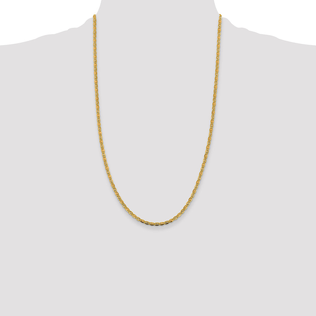 14K 26 inch 2.75mm Tri-color Pav‚ Valentino with Lobster Clasp Chain