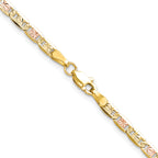 14k 3.2mm Tri-color Gold Pave Valentino Chain