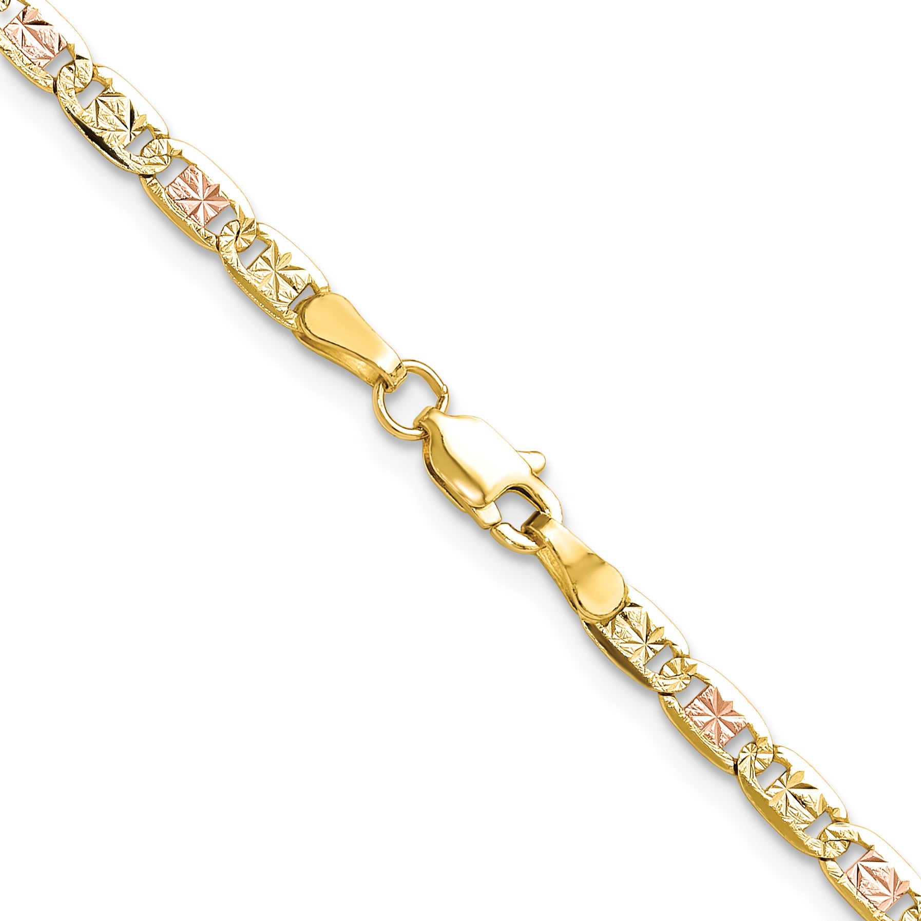 14k 3.2mm Tri-color Gold Pave Valentino Chain