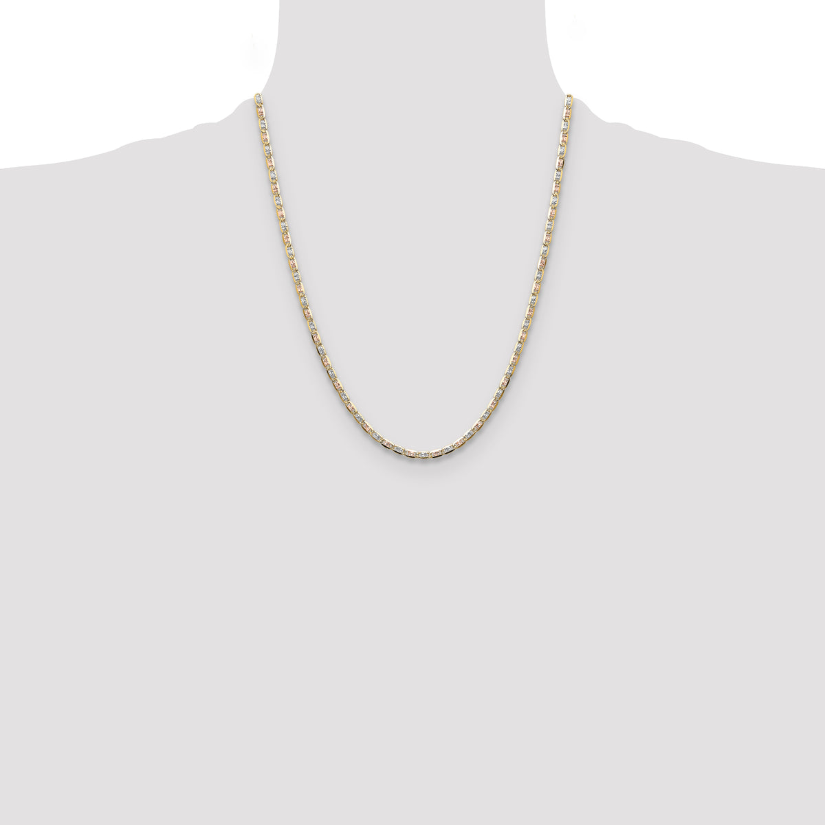 14k 3.2mm Tri-color Gold Pav� Valentino Chain