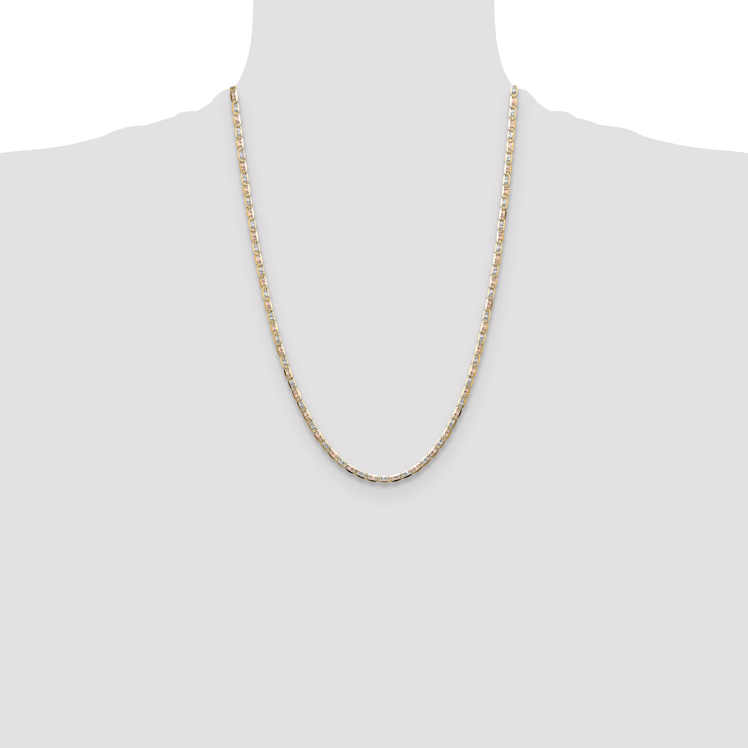 14k 3.2mm Tri-color Gold Pave Valentino Chain
