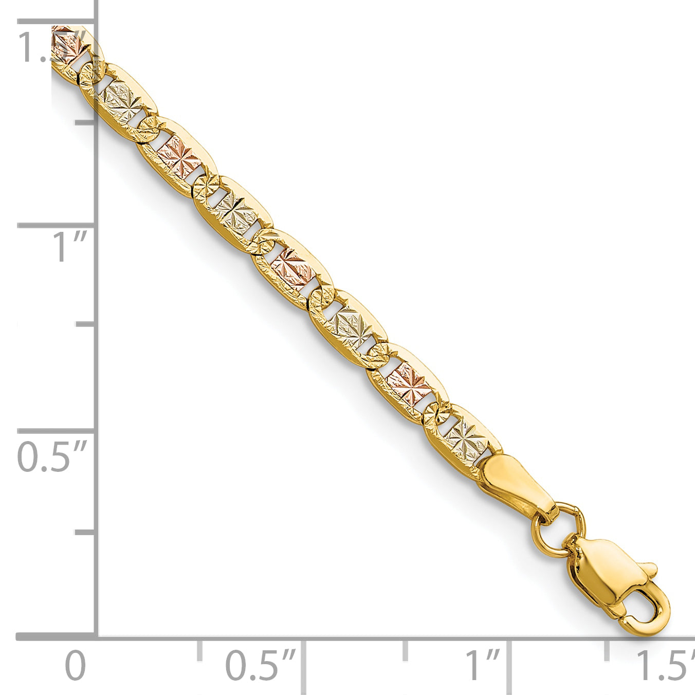 14k 3.2mm Tri-color Gold Pav‚ Valentino Chain Secondary image