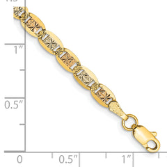 14K 8 inch 3.8mm Tri-color Pav‚ Valentino with Lobster Clasp Bracelet