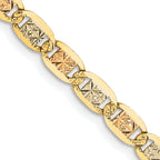 14K Tri-Color Gold Solid Valentino Chain Necklace 3.8mm