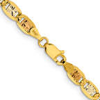 14K 26 inch 4.65mm Tri-color Pav‚ Valentino with Lobster Clasp Chain