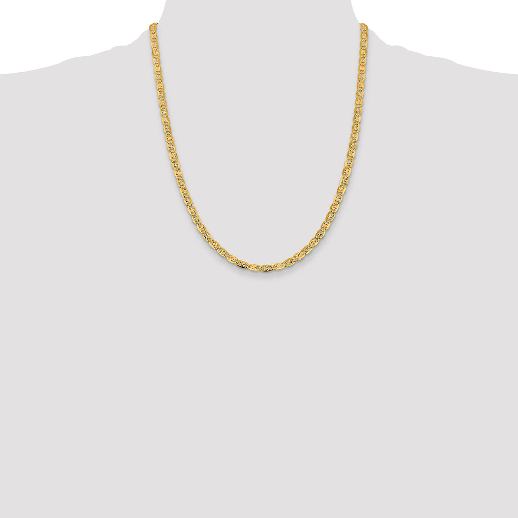 14K 22 inch 4.65mm Tri-color Pav‚ Valentino with Lobster Clasp Chain