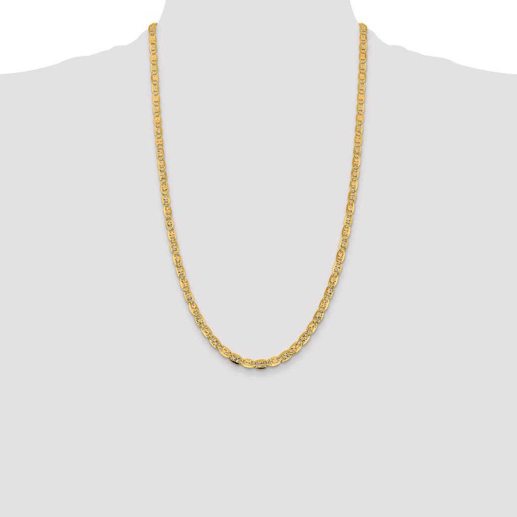 14K 26 inch 4.65mm Tri-color Pav‚ Valentino with Lobster Clasp Chain