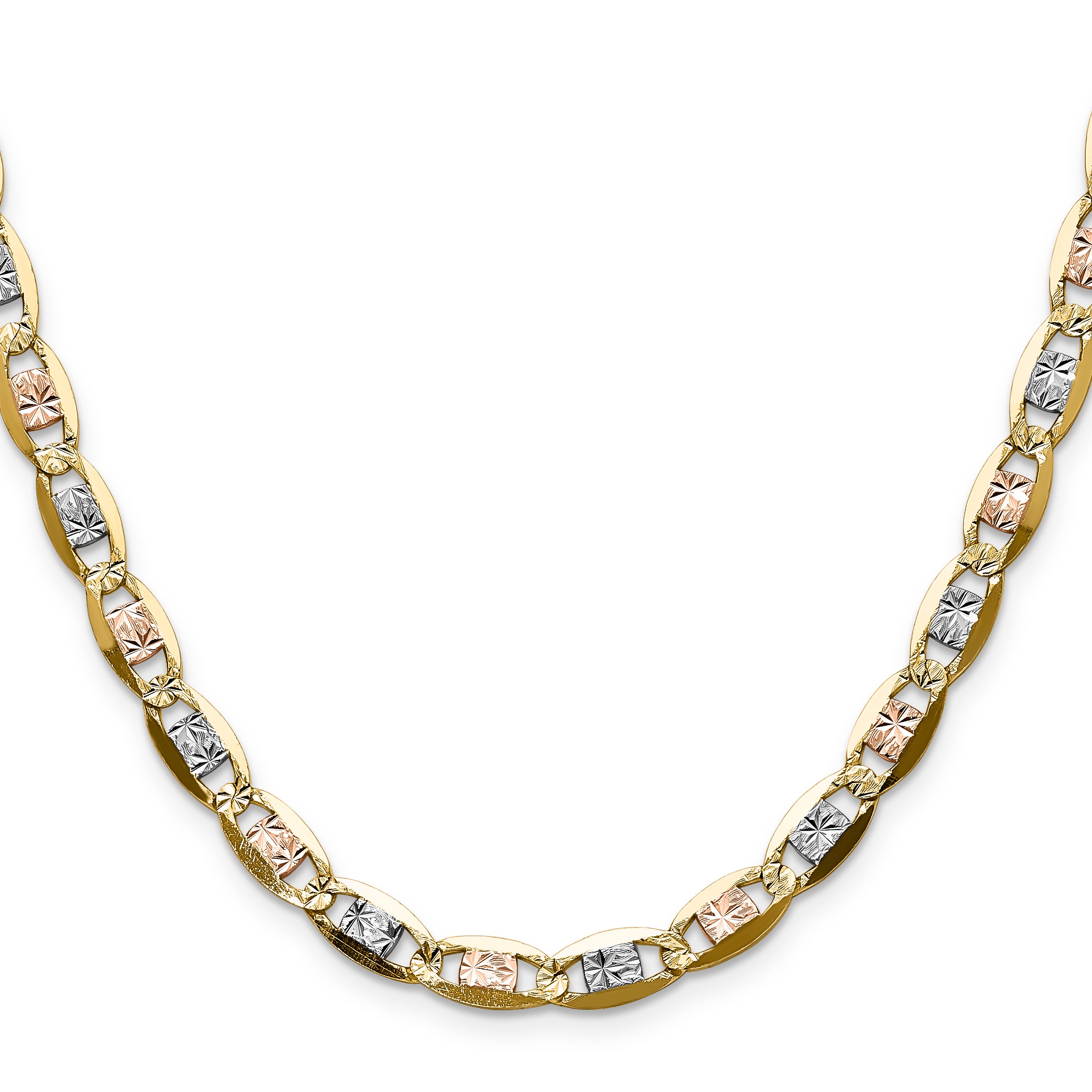 14k 6.1mm Tri-color Gold Pavâ Valentino Chain Secondary image