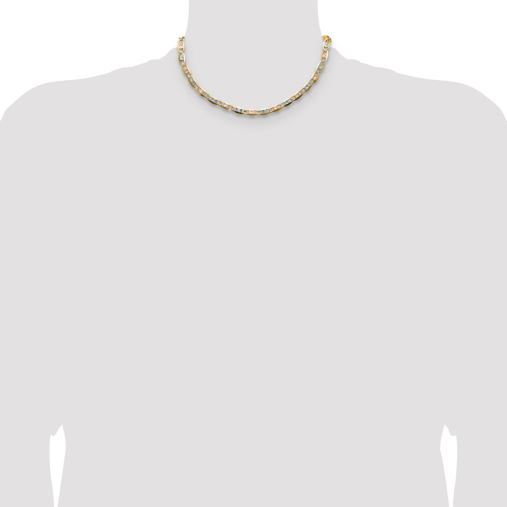 14k 6.1mm Tri-color Gold Pav‚ Valentino Chain