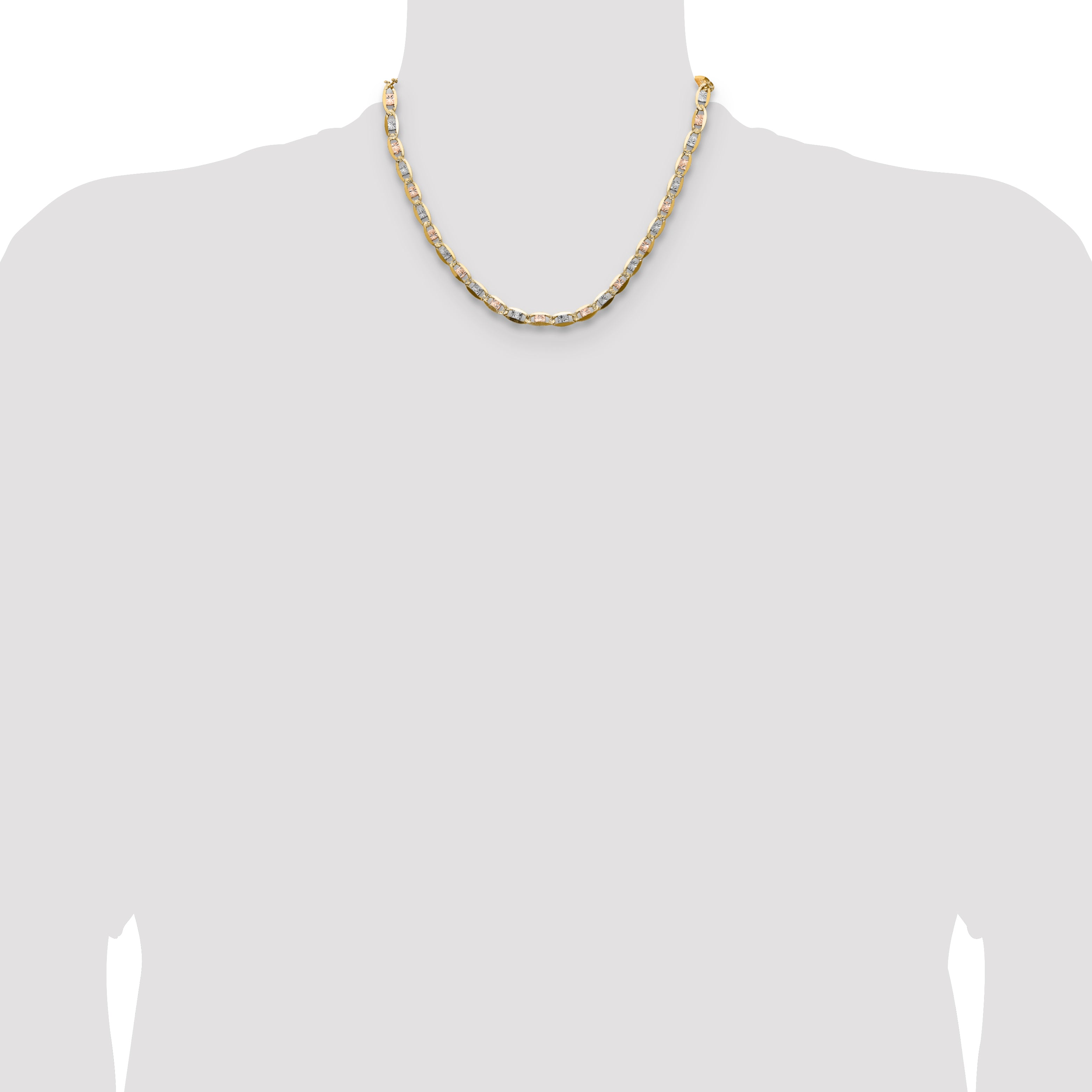 14k 6.1mm Tri-color Gold Pav‚ Valentino Chain