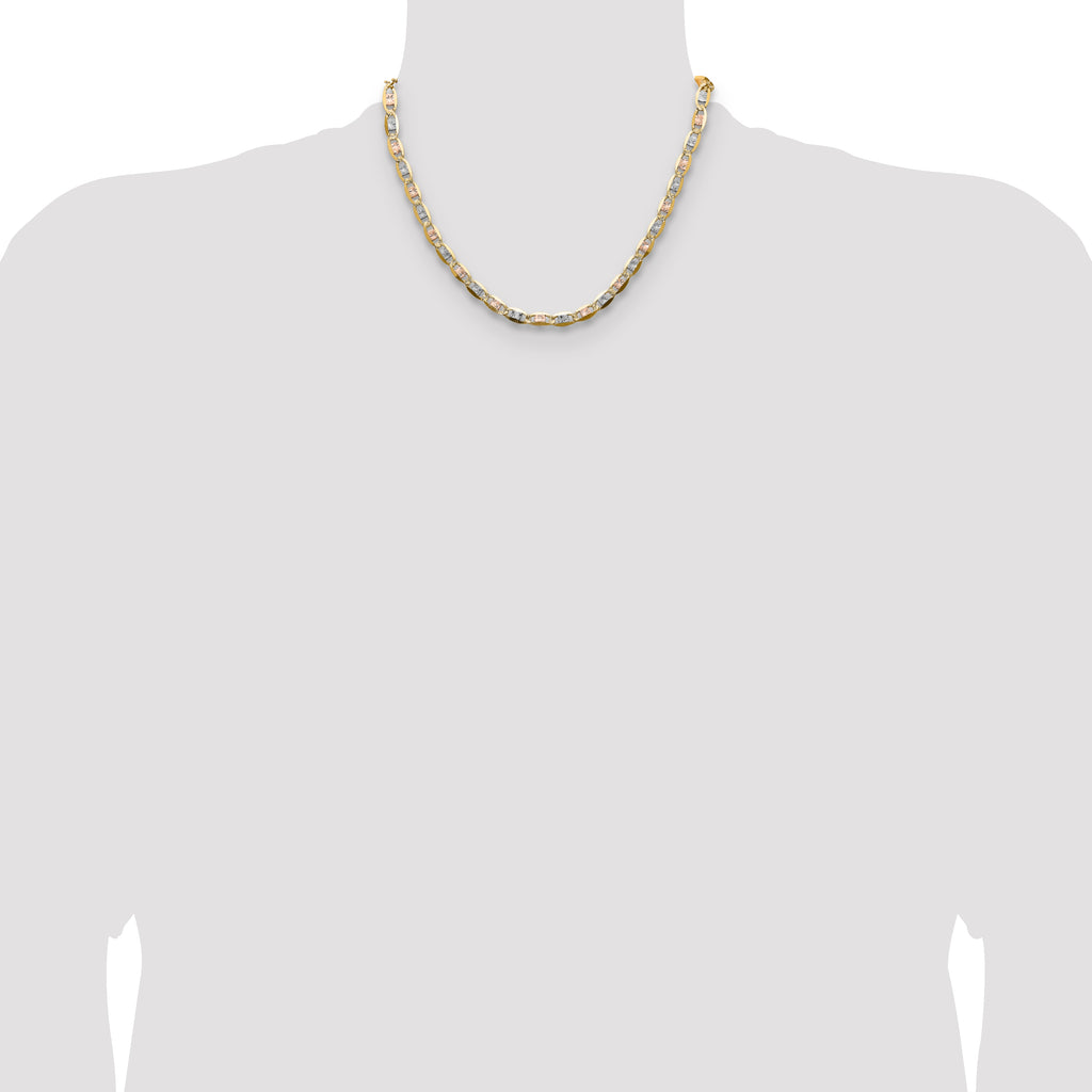 14k 6.1mm Tri-color Gold Pav‚ Valentino Chain