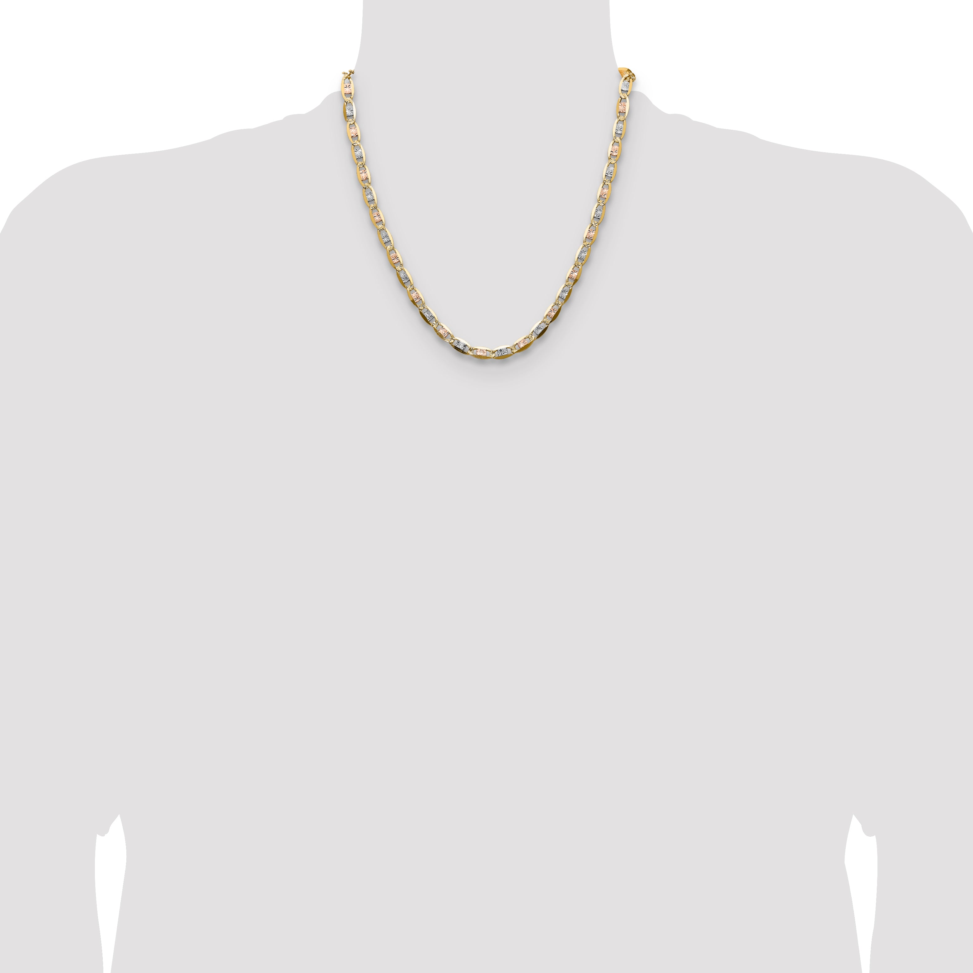 14k 6.1mm Tri-color Gold Pav‚ Valentino Chain