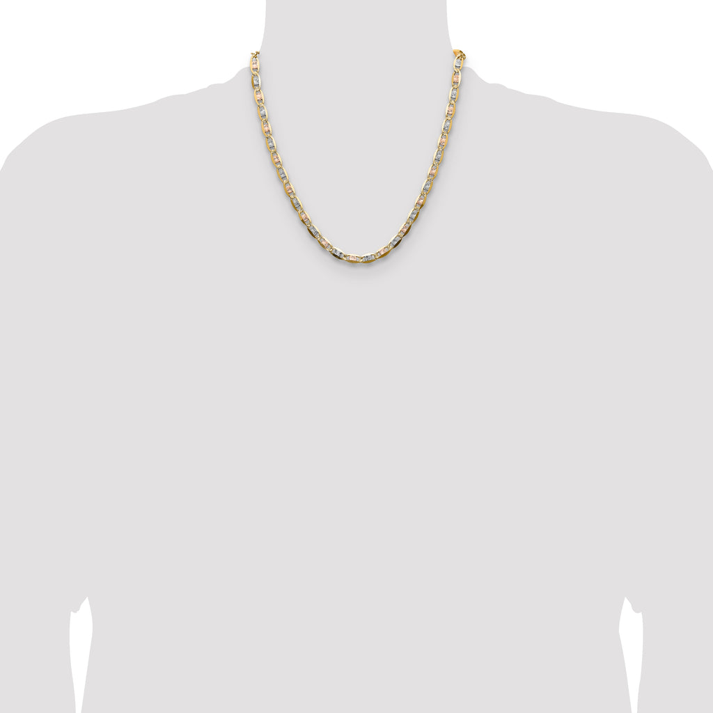 14k 6.1mm Tri-color Gold Pav‚ Valentino Chain