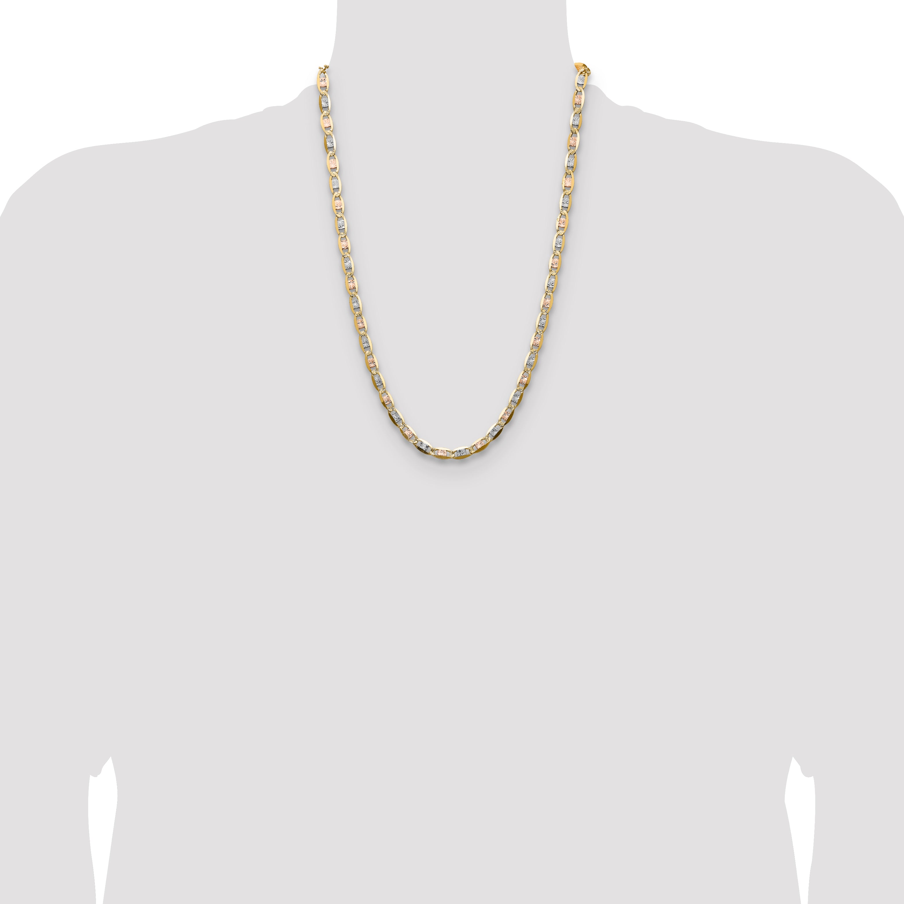 14k 6.1mm Tri-color Gold Pav‚ Valentino Chain
