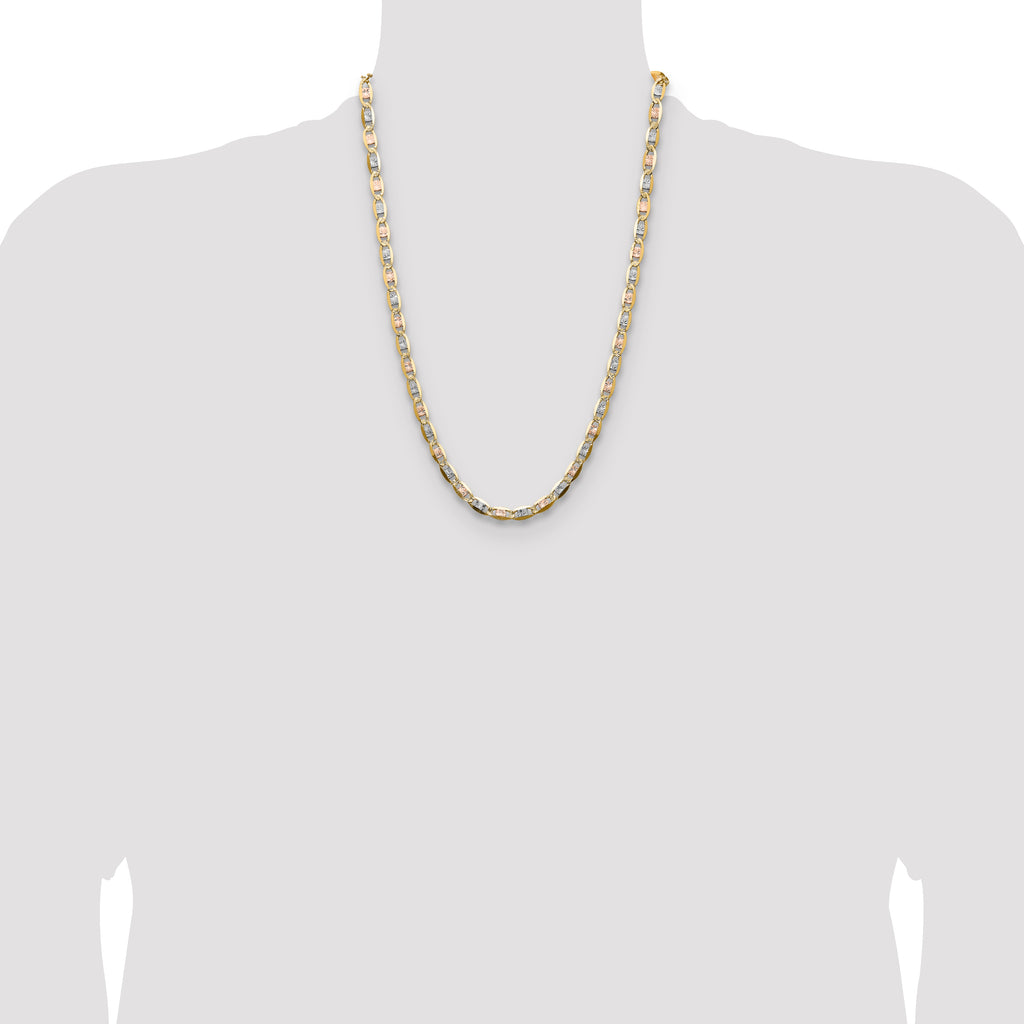 14k 6.1mm Tri-color Gold Pav‚ Valentino Chain