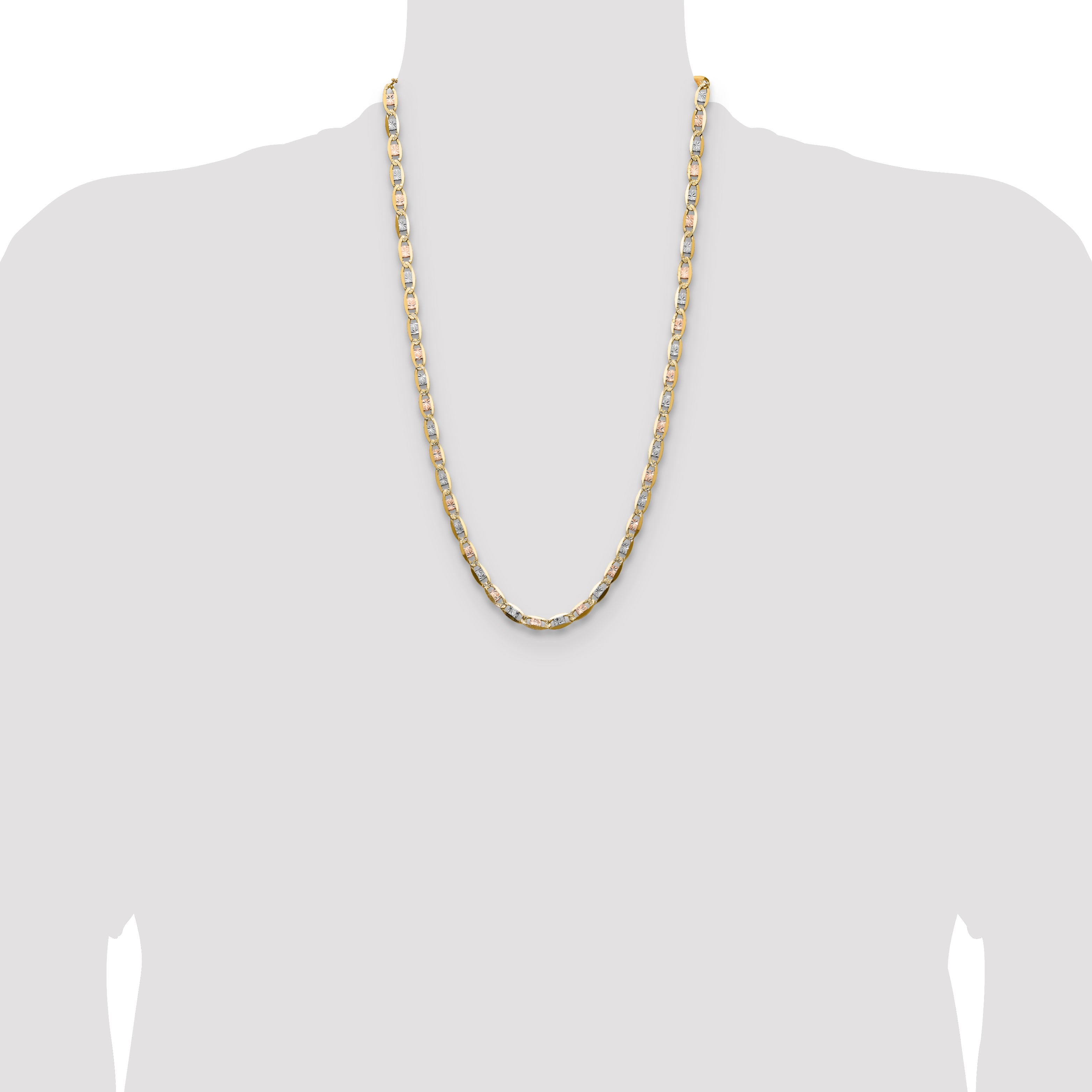 14k 6.1mm Tri-color Gold Pav‚ Valentino Chain