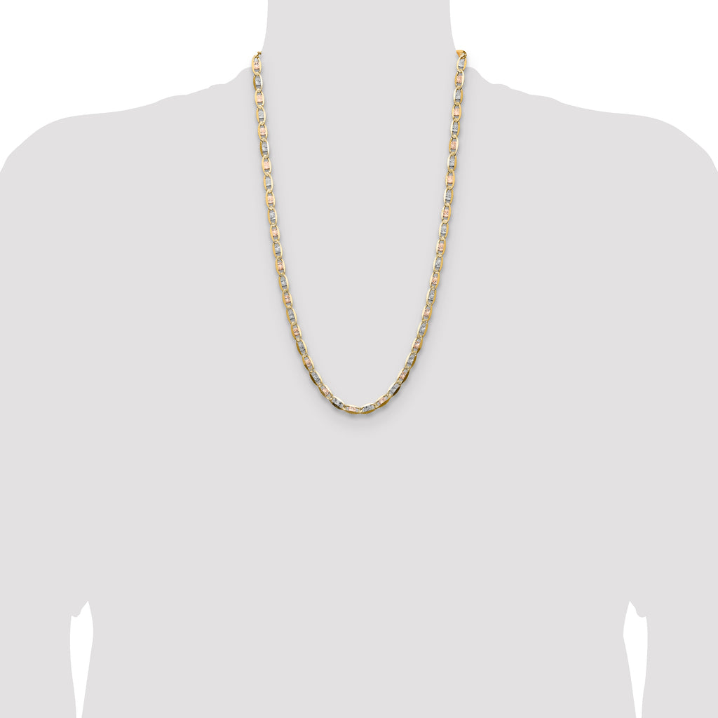 14k 6.1mm Tri-color Gold Pav‚ Valentino Chain
