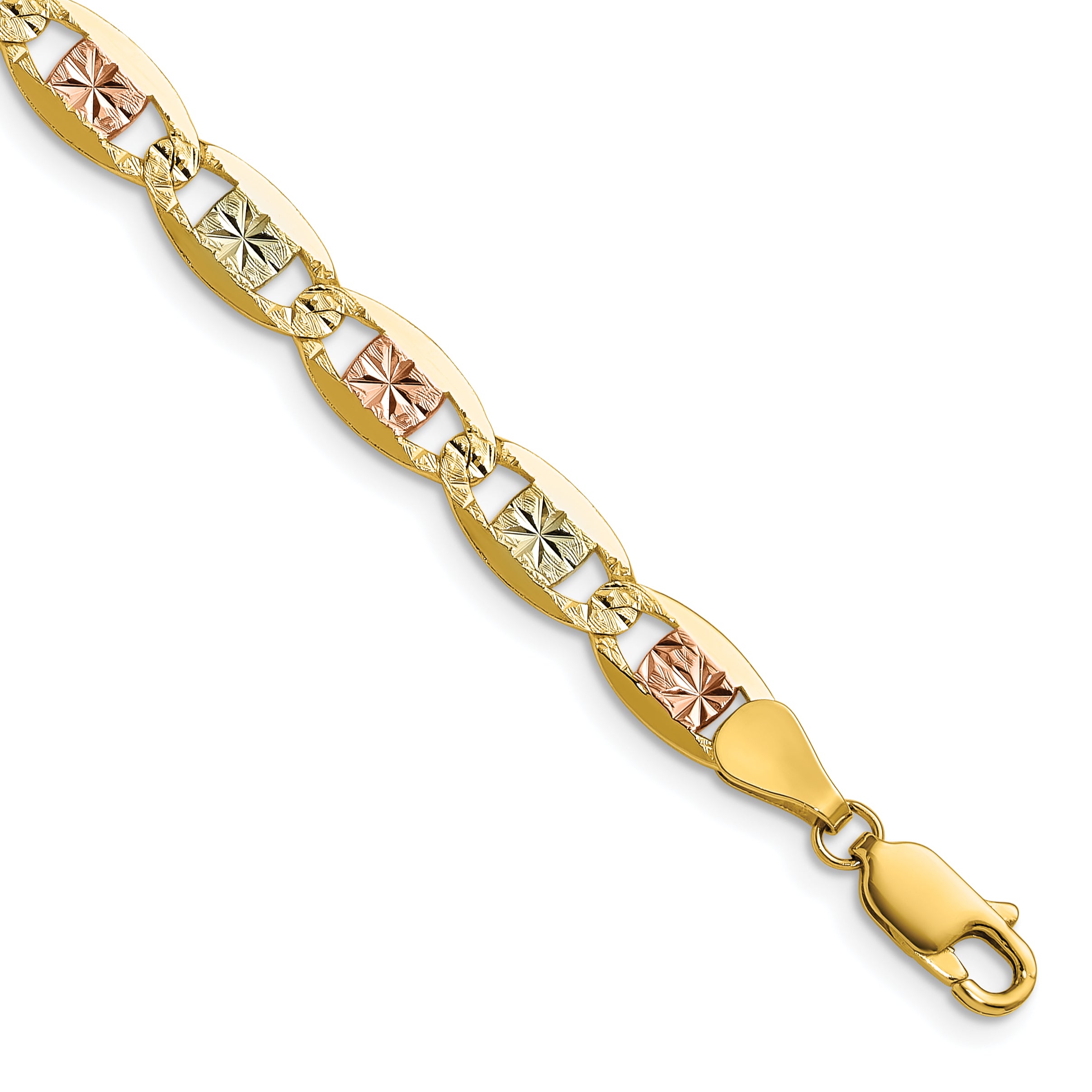 14k 6.1mm Tri-color Gold Pav‚ Valentino Chain Main image