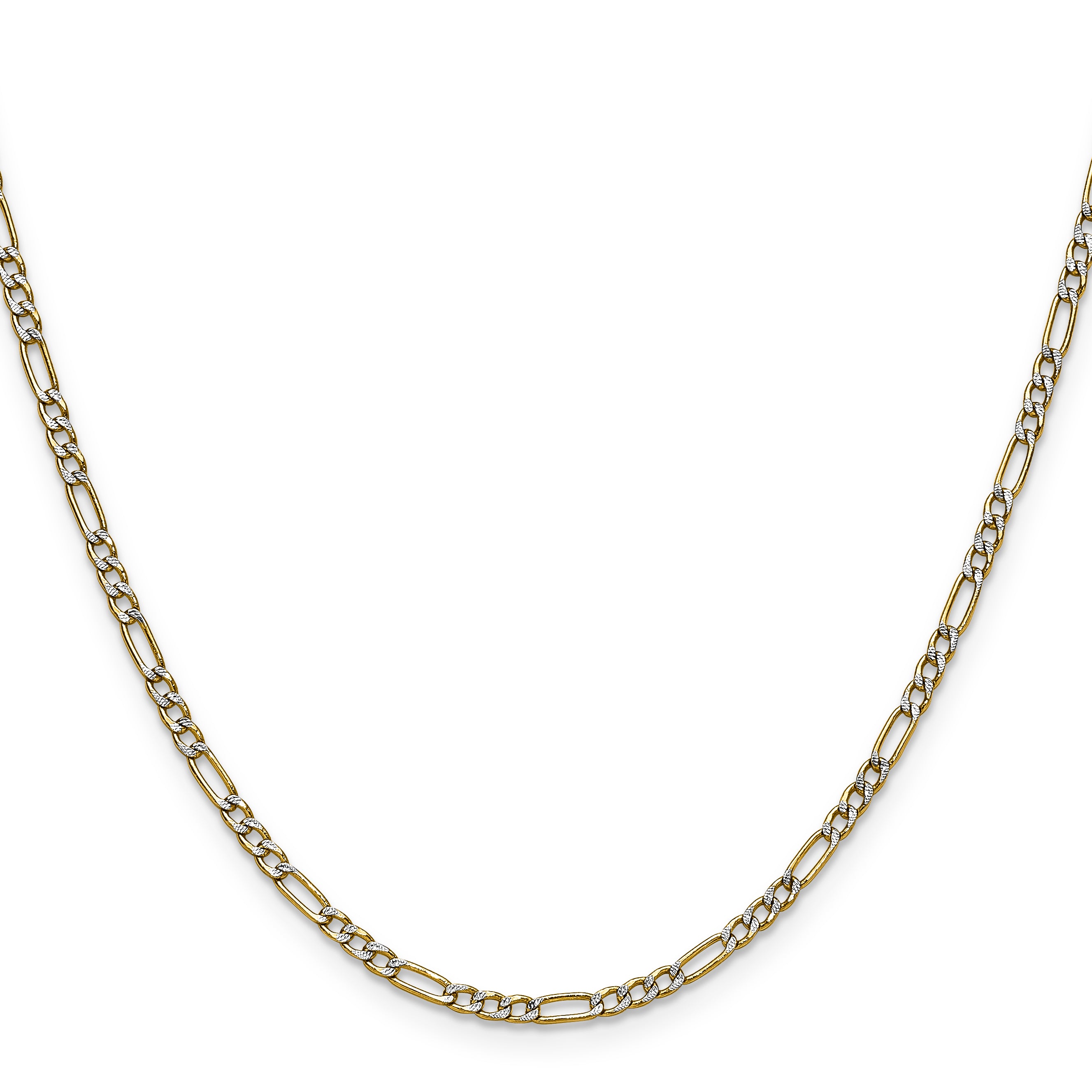 14k 2.3mm Semi-solid with Rhodium Pavâ Figaro Chain Secondary image