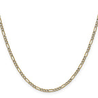 14k 2.3mm Semi-solid with Rhodium Pav‚ Figaro Chain
