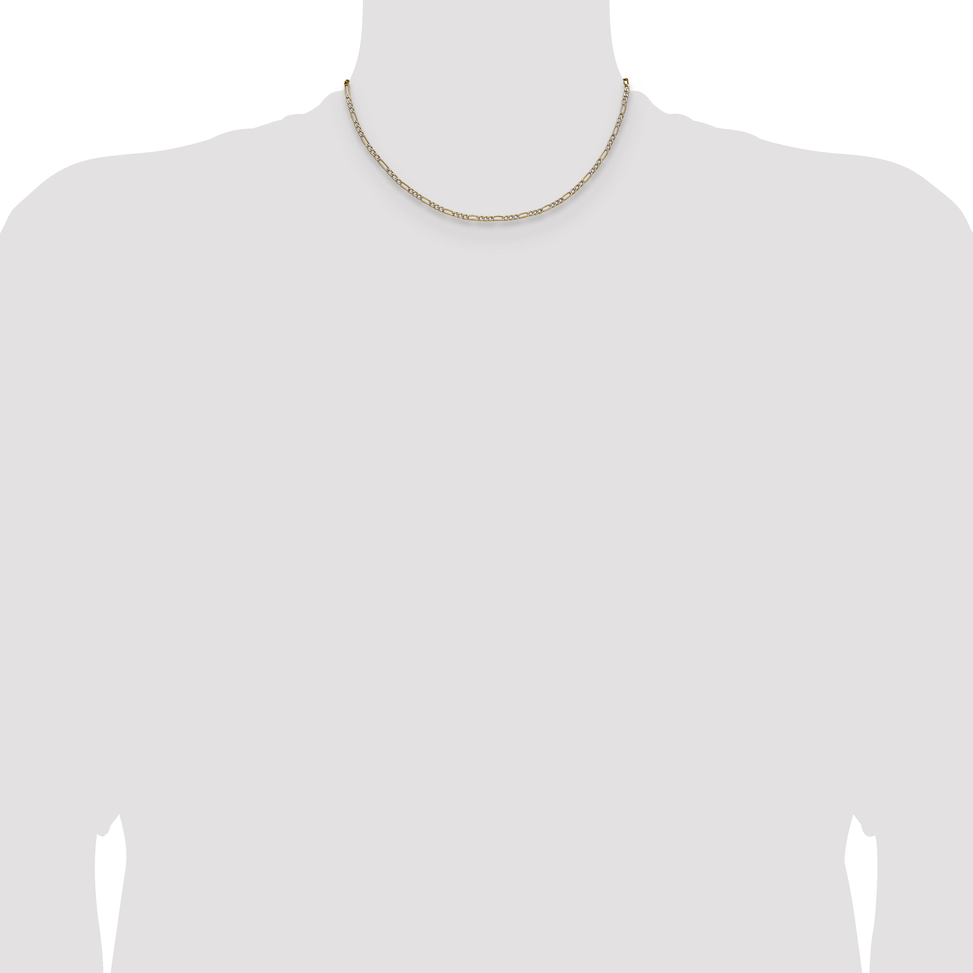 14k 2.3mm Semi-solid with Rhodium Pav‚ Figaro Chain