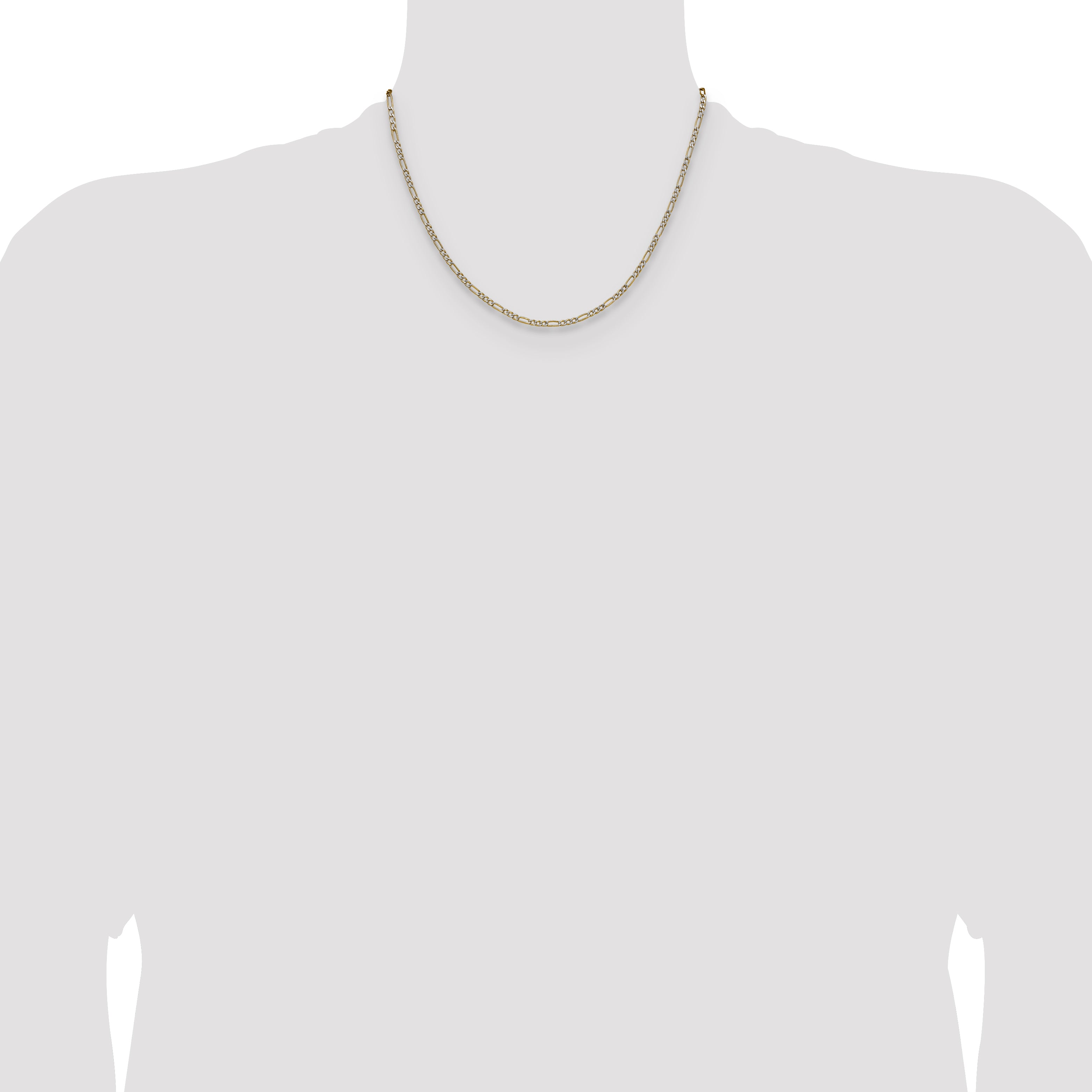 14k 2.3mm Semi-solid with Rhodium Pav‚ Figaro Chain