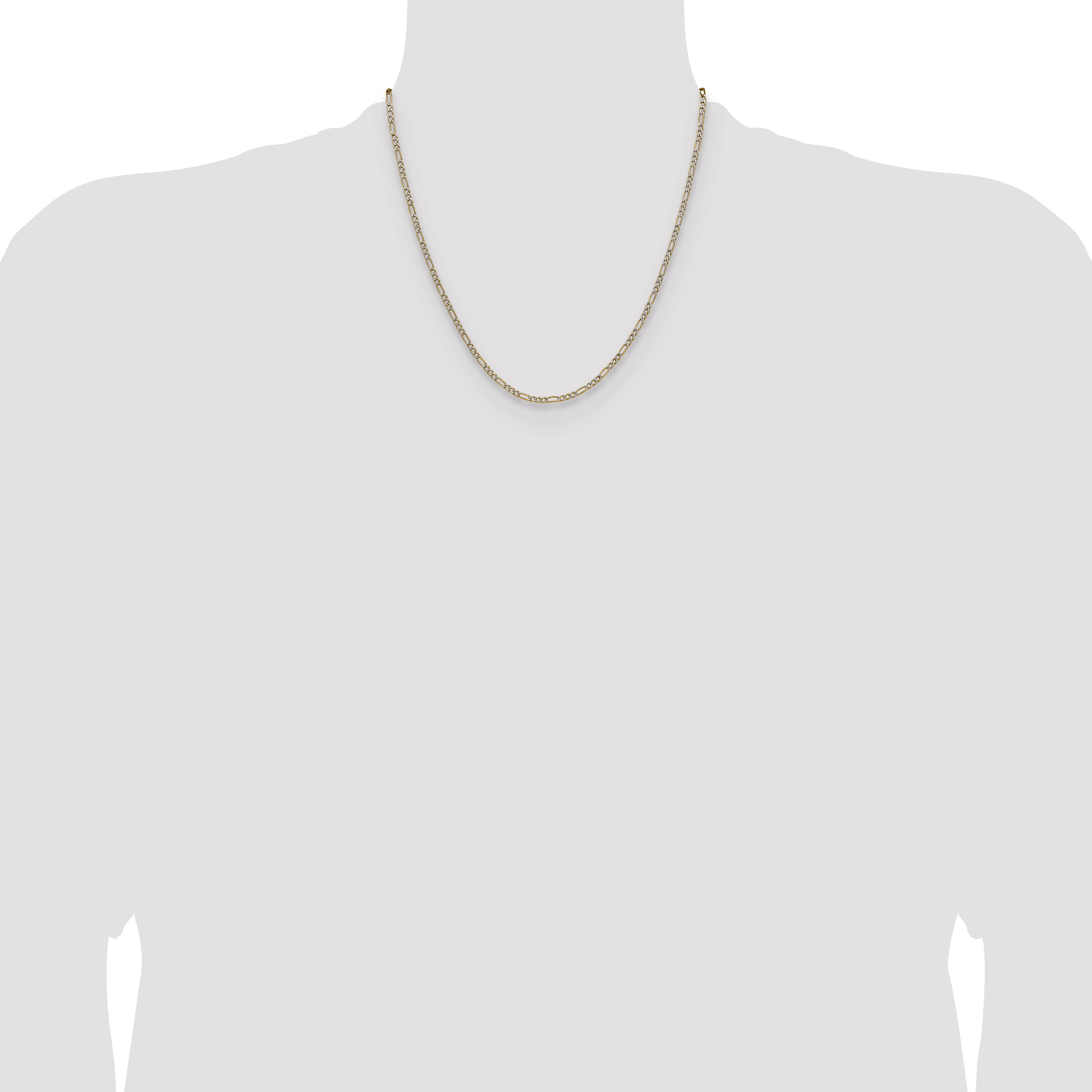 14k 2.3mm Semi-solid with Rhodium Pav‚ Figaro Chain