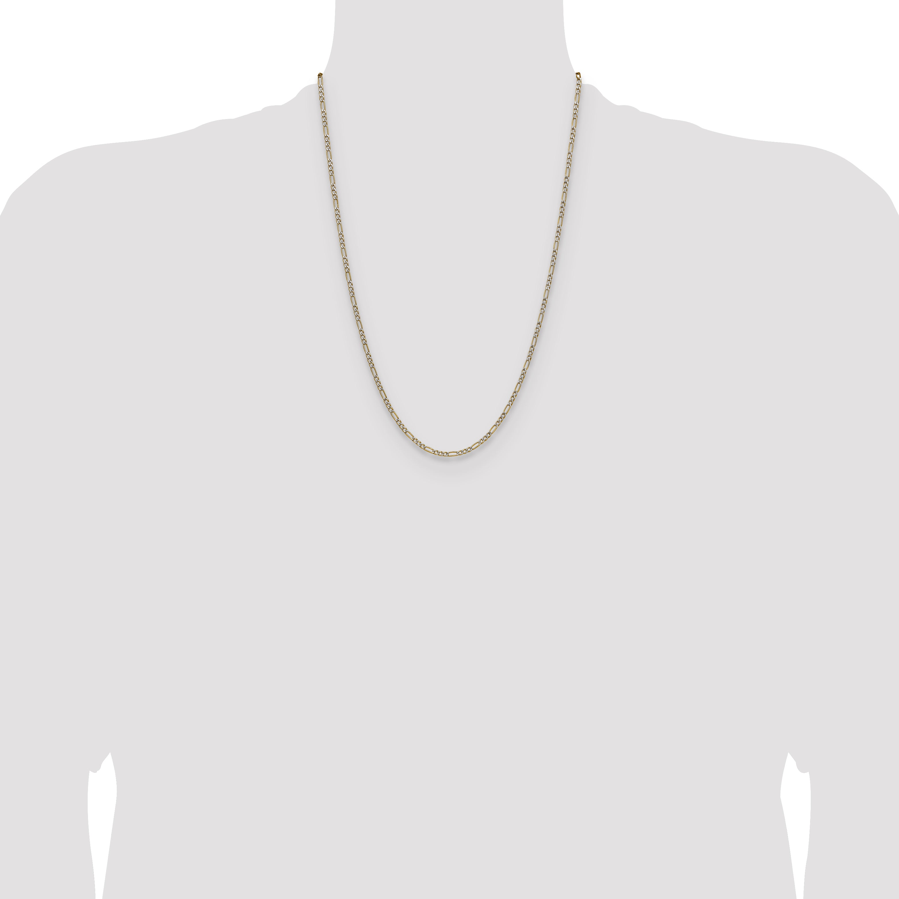 14k 2.3mm Semi-solid with Rhodium Pav‚ Figaro Chain