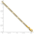 14k 2.3mm Semi-solid with Rhodium Pav‚ Figaro Chain