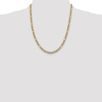 14K 22 inch 5.25mm Semi-Solid with Rhodium Pav‚ Figaro with Lobster Clasp Chain
