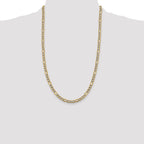 14K 26 inch 5.25mm Semi-Solid with Rhodium Pav‚ Figaro with Lobster Clasp Chain